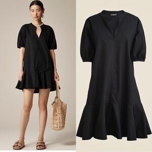 NWT J CREW Delilah dress in cotton poplin in black